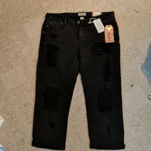 Brand New distressed crop black jeans